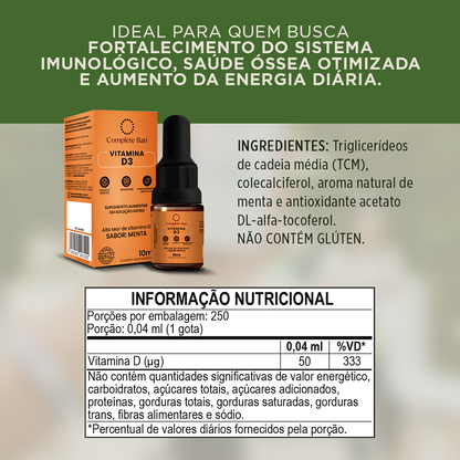 Kit 1 Multi + 1 Whey Isolado Baunilha com Chocolate + 1 Vitamina D3 Complete Bari