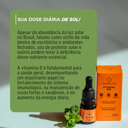 Vitamina D3 Gotas Sabor Menta 10ml Complete Bari