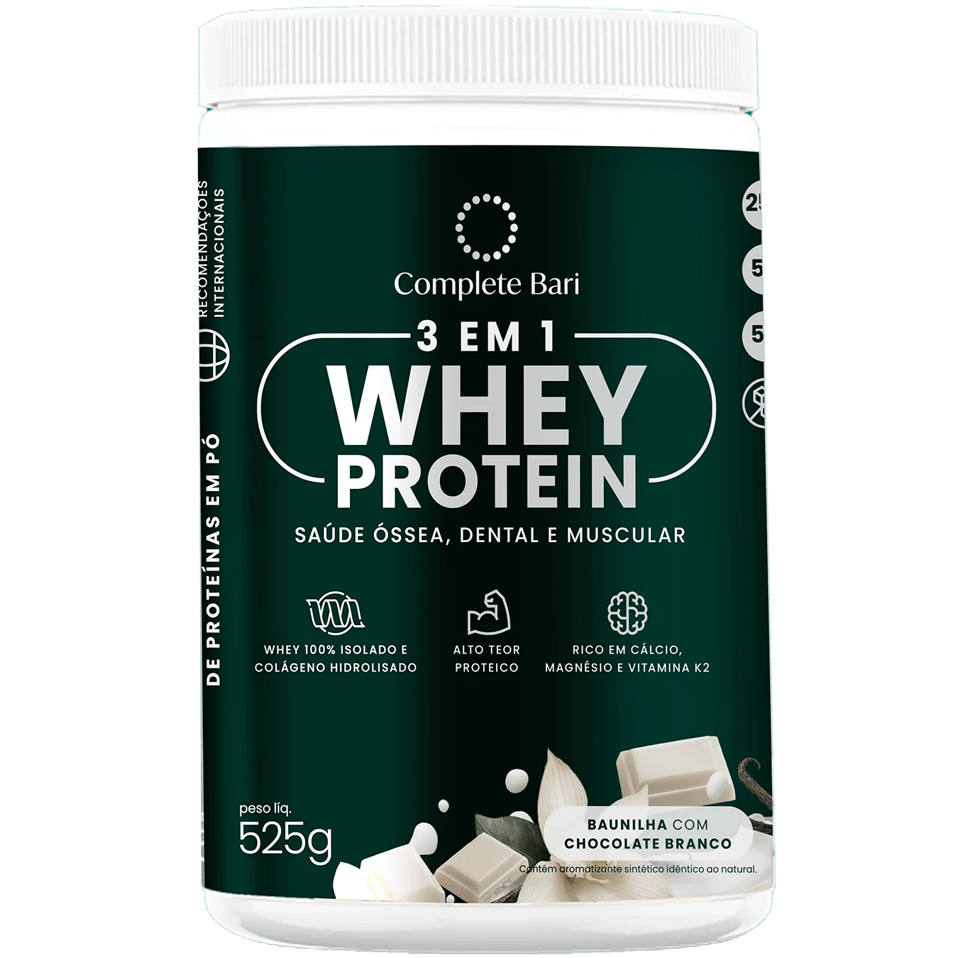 Whey Isolado 3 em 1 Baunilha com Chocolate 525gr Complete Bari